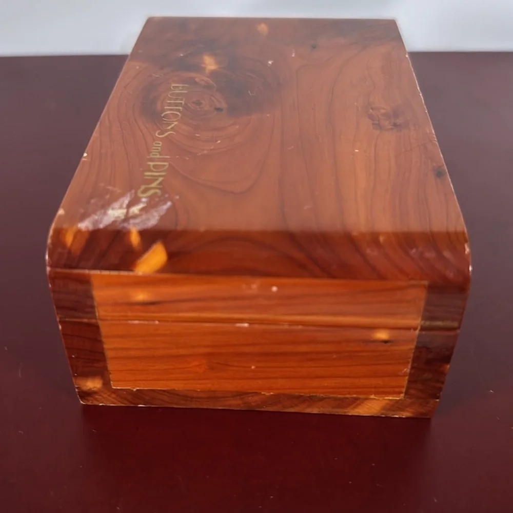 Vintage Cedar Wood Trinket Box 